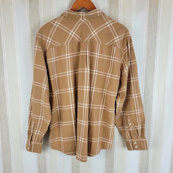 J. Crew 100% Cotton‎ Plaid Button Down Shirt Tan Brown Size Extra Large - Picture 8 of 8